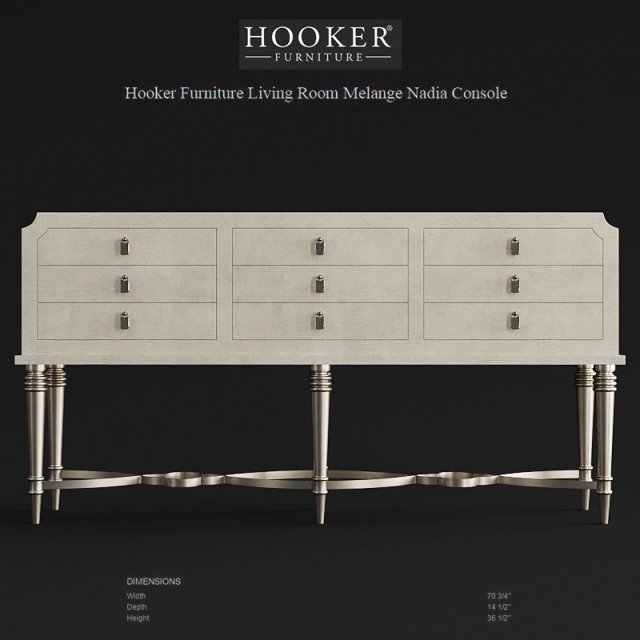 hooker furniture living room melange nadia console 3D Model .c4d .max .obj .3ds .fbx .stl .blend 
