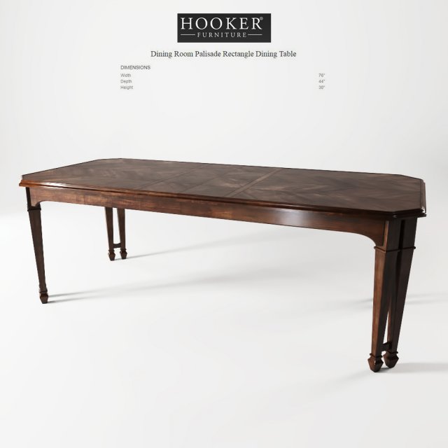 hooker furniture palisade rectangle dining table 3D 模型 .c4d .max .obj .3ds .fbx .stl .blend 
