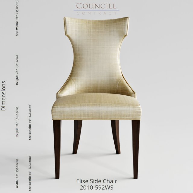 councill furniture elise side chair Modèle 3D .c4d .max .obj .3ds .fbx .stl .blend 