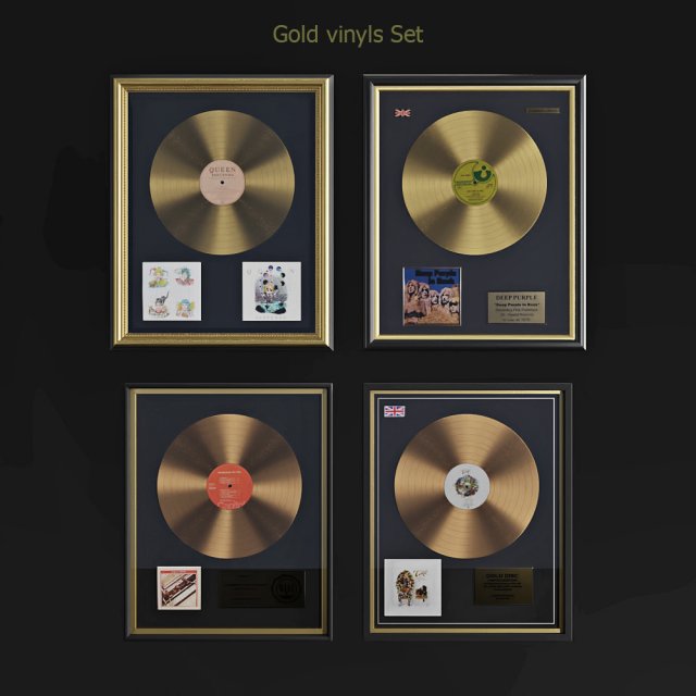 gold vinyls set 3D 模型 .c4d .max .obj .3ds .fbx .stl .blend
