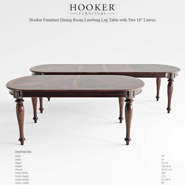 hooker furniture dining room leesburg leg table 3D Model .c4d .max .obj .3ds .fbx .stl .blend 