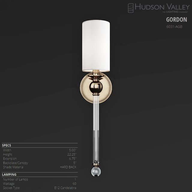 hudson valley gordon 6031-agb 3D Model .c4d .max .obj .3ds .fbx .stl .blend 