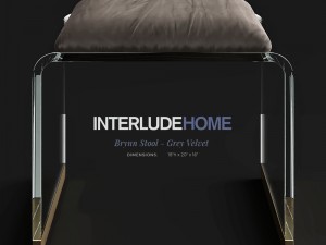 interludehome brynn stool grey velvet 3D Model