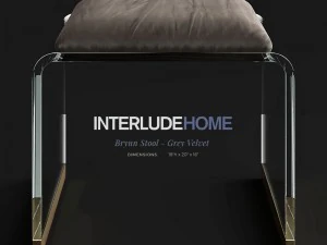 табурет Interlude Home Brynn серый бархат 3D Модель