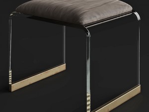 interludehome brynn stool grey velvet 3D Model