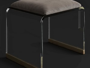 interludehome brynn stool grey velvet 3D Model