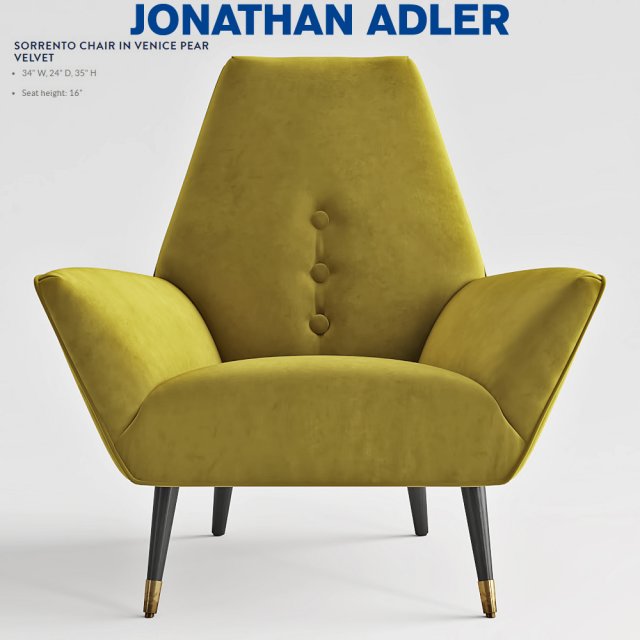 jonathan adler sorrento chair in venice pear velvet 3D Модель .c4d .max .obj .3ds .fbx .stl .blend 