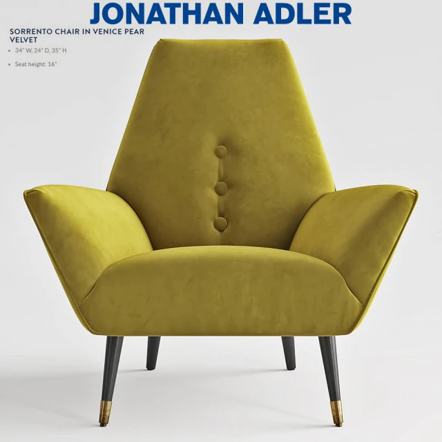 jonathan adler sorrento chair in venice pear velvet 3D Model .c4d .max .obj .3ds .fbx .stl .blend 