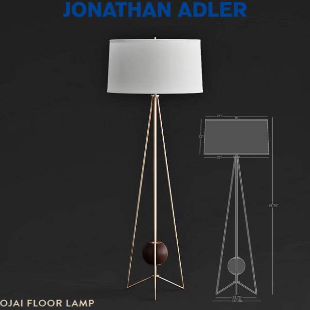 jonathan adler ojai floor lamp Model 3D .c4d .max .obj .3ds .fbx .stl .blend 
