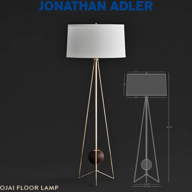 jonathan adler ojai floor lamp 3D Model .c4d .max .obj .3ds .fbx .stl .blend