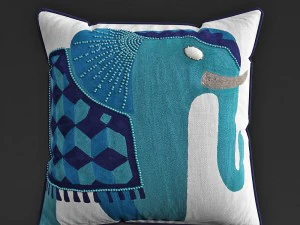 Джонатан АдлерДжайпур, льняная декоративная подушка со слоном и бисером 3D Модель