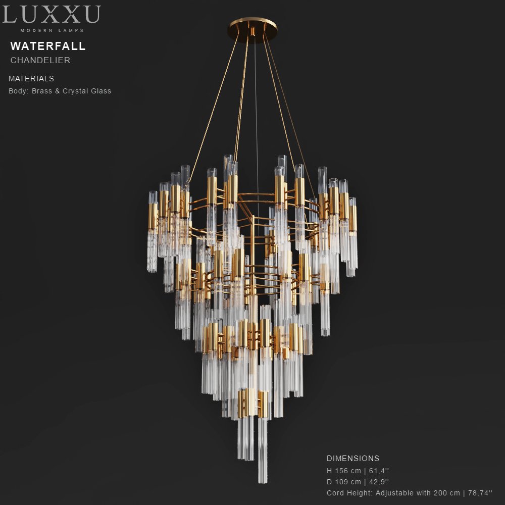 3d модель люстры. 51493.01. 03.03 Люстра. Cora Waterfall Chandelier. 1787 Люстра 3л Andrea TL. Luxxy.