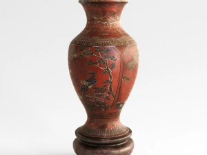 пара червонолакових китайських ваз 19 ст 3D Модель