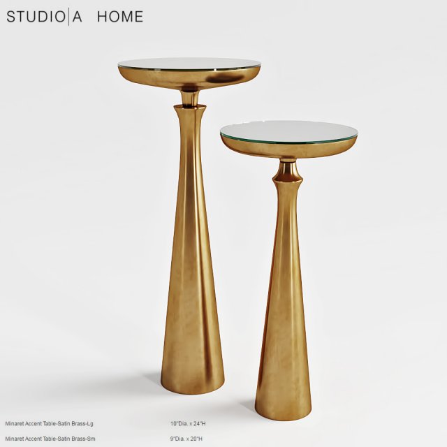 stidio i a home minaret satin brass small accent table 3D मॉडल .c4d .max .obj .3ds .fbx .stl .blend 