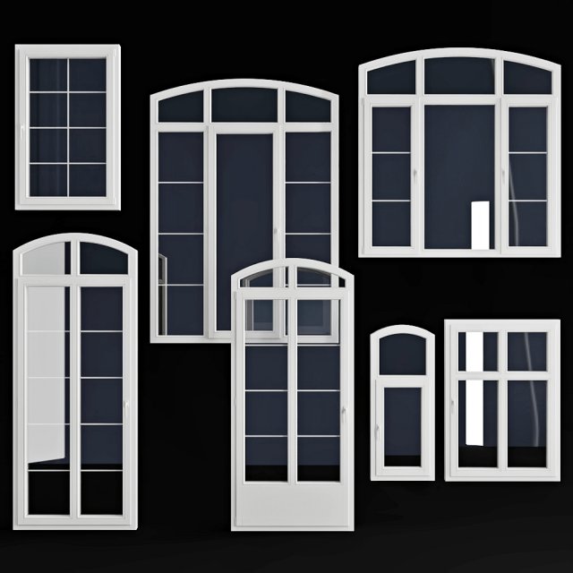 wooden windows arc collection 3D-Modell .c4d .max .obj .3ds .fbx .stl .blend 