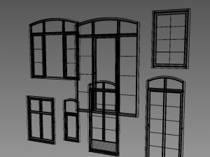 wooden windows arc collection 3D-Modell