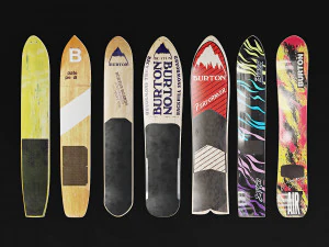 Decorazione da parete per snowboard vintage Burton Modello 3D