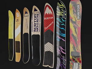 burton vintage snowboards wall decor 3D मॉडल