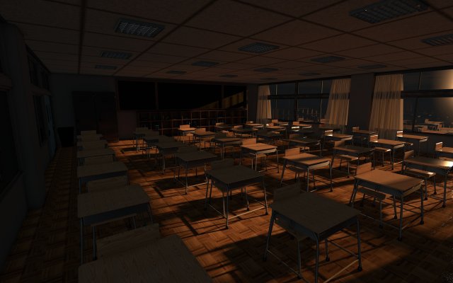 classic japance classroom Model 3D .c4d .max .obj .3ds .fbx .stl .blend
