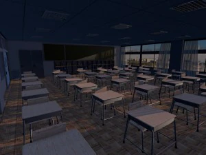classic japance classroom 3D Model