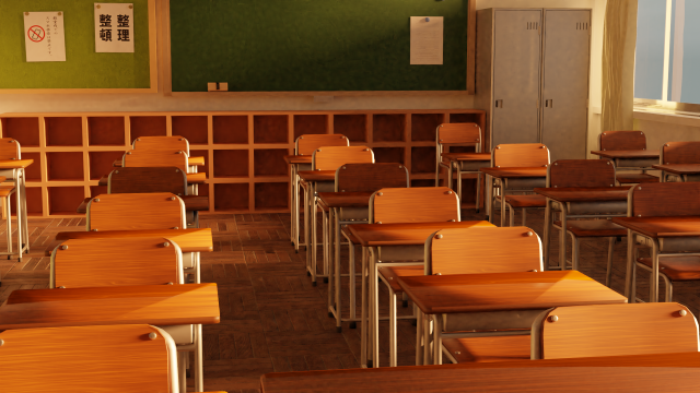 japanese classroom Model 3D .c4d .max .obj .3ds .fbx .stl .blend 