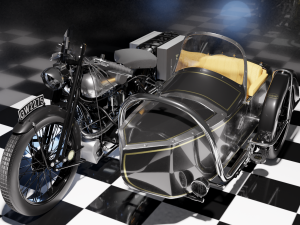 brough superior ss100 1926 and sidecar 3D Model