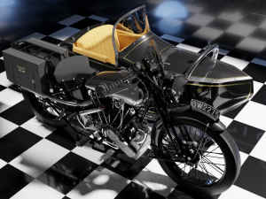 brough superior ss100 1926 and sidecar 3D Модель
