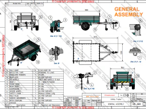 single axle utility trailer building plans - pdf 3D Model