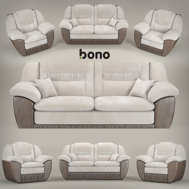 sofa and armchair bono chester1 3D Model .c4d .max .obj .3ds .fbx .stl .blend 