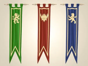 średniowieczne flagi Model 3D