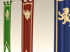 medieval flags 3D मॉडल