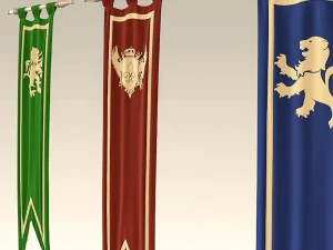 medieval flags 3D Model