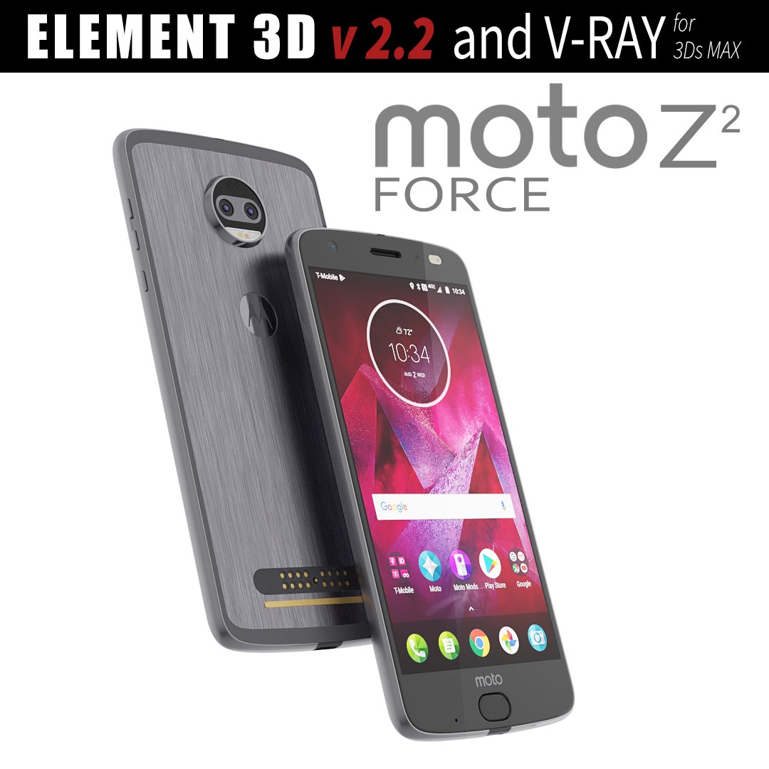 moto z2 force gray model 3D Модель in Телефоны 3DExport