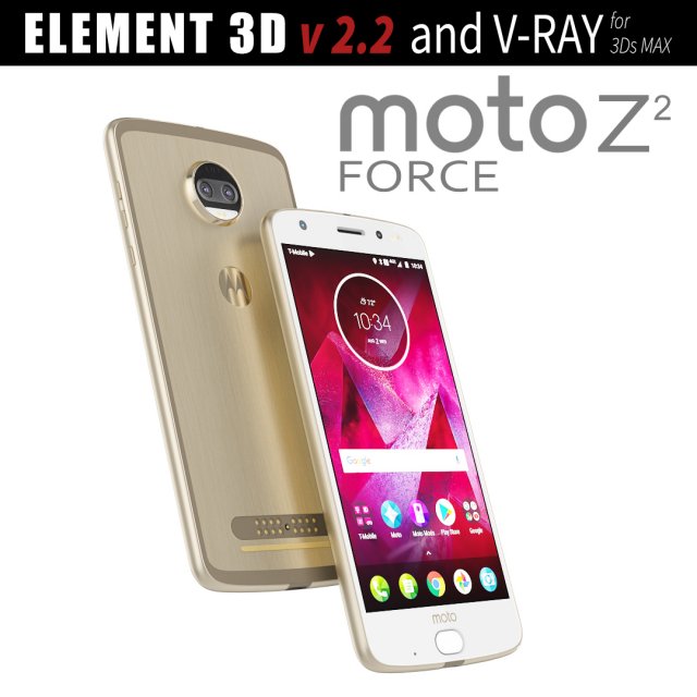 moto z2 force gold model 3D 模型 .c4d .max .obj .3ds .fbx .stl .blend 