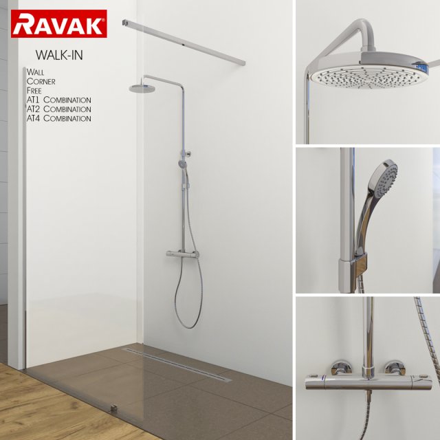 shower room ravak walk-in 3D Model .c4d .max .obj .3ds .fbx .stl .blend