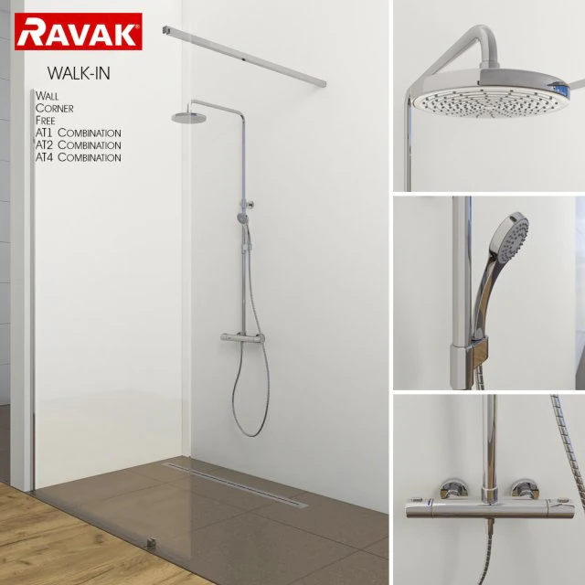 shower room ravak walk-in 3D Model .c4d .max .obj .3ds .fbx .stl .blend 