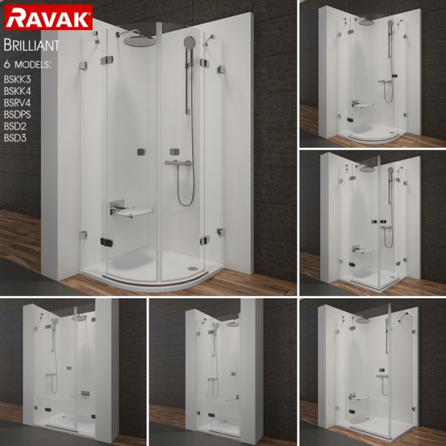 shower room ravak brilliant 3D Модель .c4d .max .obj .3ds .fbx .stl .blend 