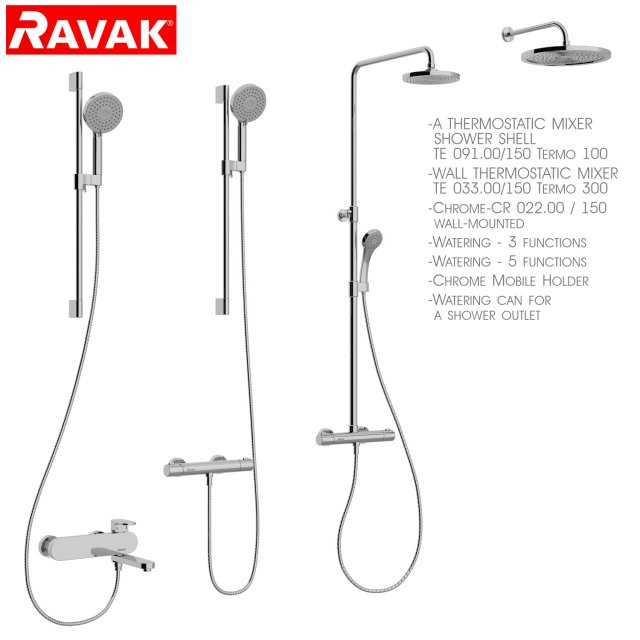 bathroom mixer set ravak 3D Model .c4d .max .obj .3ds .fbx .stl .blend 