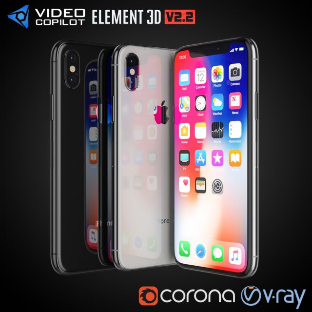 apple iphone x all colors 3D Model .c4d .max .obj .3ds .fbx .stl .blend 