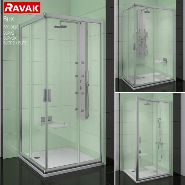 corner shower cabins ravak blix 3D Модель .c4d .max .obj .3ds .fbx .stl .blend 