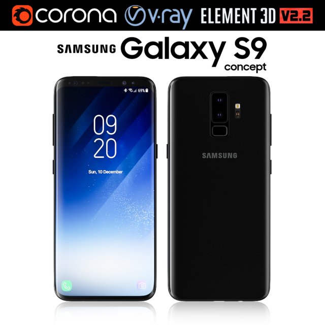 samsung galaxy s9 3Dモデル .c4d .max .obj .3ds .fbx .stl .blend 