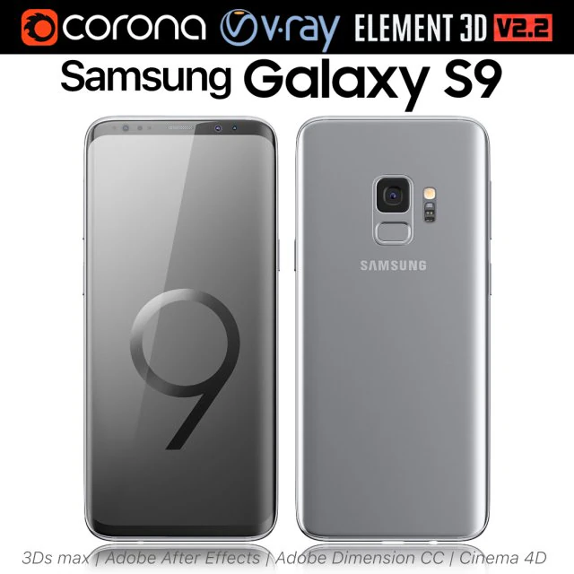 samsung galaxy s9 titanium gray 3D Model .c4d .max .obj .3ds .fbx .stl .blend 