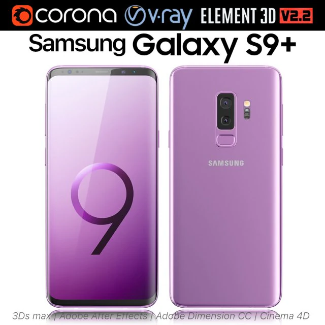 samsung galaxy s9 lilac purple 3D Model .c4d .max .obj .3ds .fbx .stl .blend 