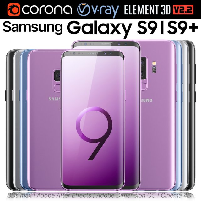 samsung galaxy s9 and s9 plus all colors Modèle 3D .c4d .max .obj .3ds .fbx .stl .blend 