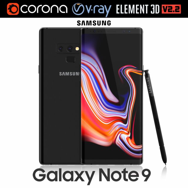 samsung galaxy note 9 midnight black Modello 3D .c4d .max .obj .3ds .fbx .stl .blend 