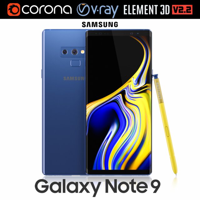 samsung galaxy note 9 ocean blue Modèle 3D .c4d .max .obj .3ds .fbx .stl .blend 