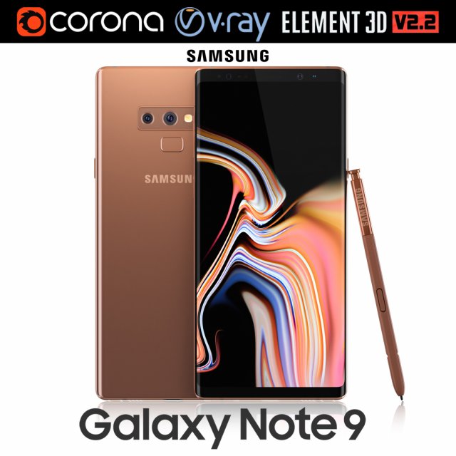 samsung galaxy note 9 metallic copper Modèle 3D .c4d .max .obj .3ds .fbx .stl .blend 