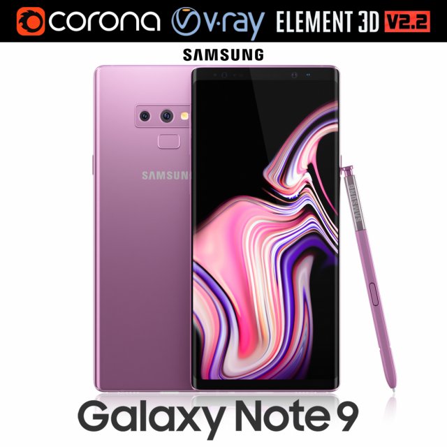 samsung galaxy note 9 lavender purple Modèle 3D .c4d .max .obj .3ds .fbx .stl .blend 