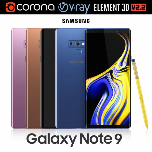 samsung galaxy note 9 toutes les couleurs Modèle 3D .c4d .max .obj .3ds .fbx .stl .blend 