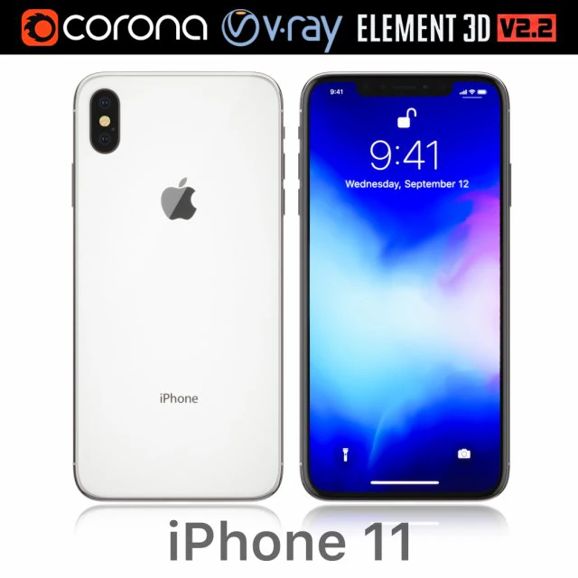 apple iphone 11 white 3D Model .c4d .max .obj .3ds .fbx .stl .blend 